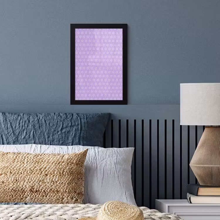 Poster met lijst - Paars - Geometrisch - Honeycomb - Bijenraat - Patroon — 3
