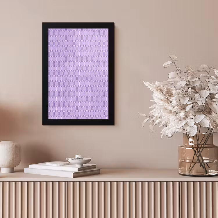Poster met lijst - Paars - Geometrisch - Honeycomb - Bijenraat - Patroon — 5