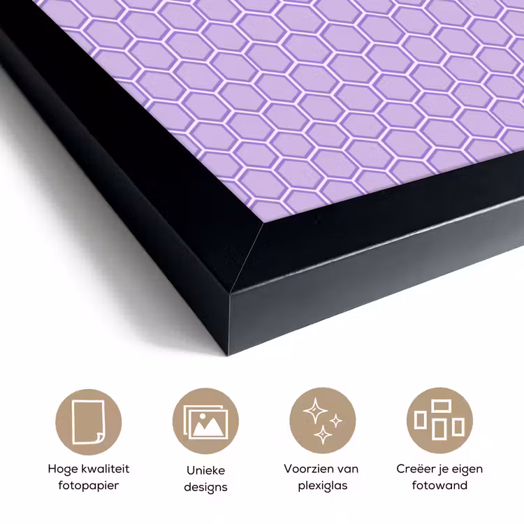 Poster met lijst - Paars - Geometrisch - Honeycomb - Bijenraat - Patroon — 6