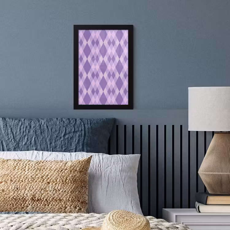 Poster met lijst - Paars - Geometrisch - Ruiten - Argyle - Patroon — 3