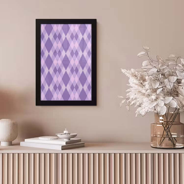 Poster met lijst - Paars - Geometrisch - Ruiten - Argyle - Patroon — 5