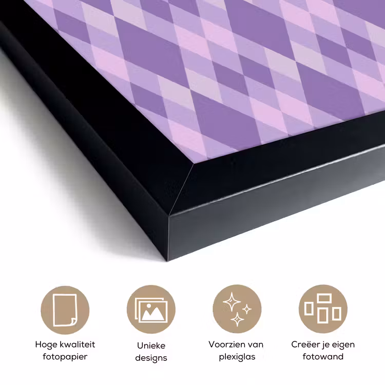Poster met lijst - Paars - Geometrisch - Ruiten - Argyle - Patroon — 6