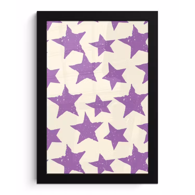 Poster met lijst - Paars - Geometrisch - Sterren - Stempel - Patroon — 1