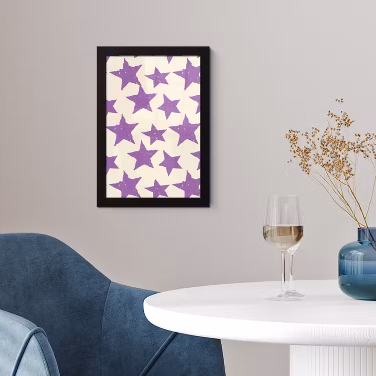 Poster met lijst - Paars - Geometrisch - Sterren - Stempel - Patroon — 4