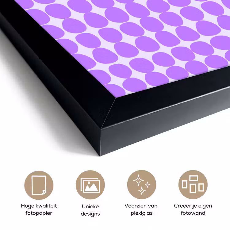 Poster met lijst - Paars - Geometrisch - Stippen - Polka Dot - Patroon — 6