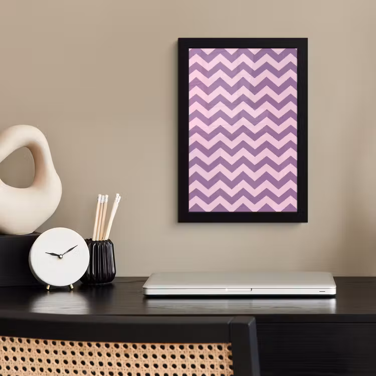 Poster met lijst - Paars - Roze - Geometrisch - Chevron - Zigzag - Patroon — 2