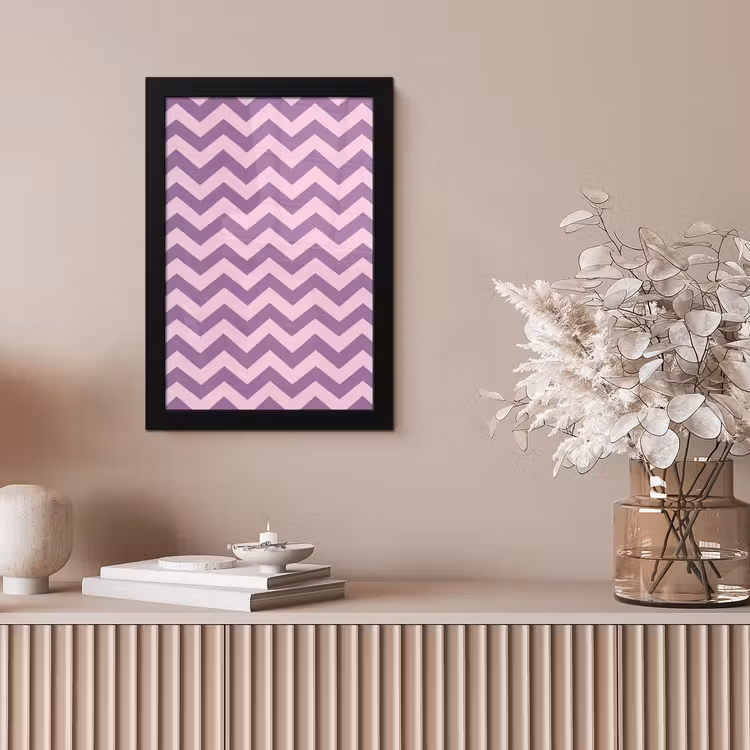 Poster met lijst - Paars - Roze - Geometrisch - Chevron - Zigzag - Patroon — 5