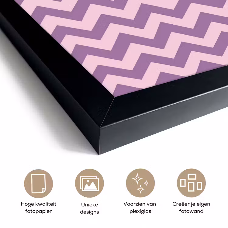 Poster met lijst - Paars - Roze - Geometrisch - Chevron - Zigzag - Patroon — 6