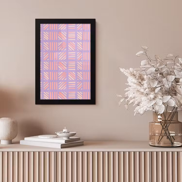Poster met lijst - Paars - Roze - Geometrisch - Strepen - Blokken - Patroon — 5
