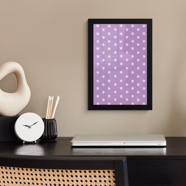 Poster met lijst - Paars - Roze - Sterren - Geometrisch - Patroon — 2