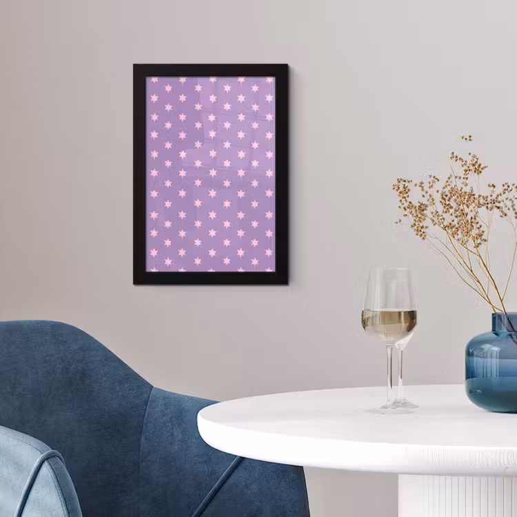 Poster met lijst - Paars - Roze - Sterren - Geometrisch - Patroon — 4