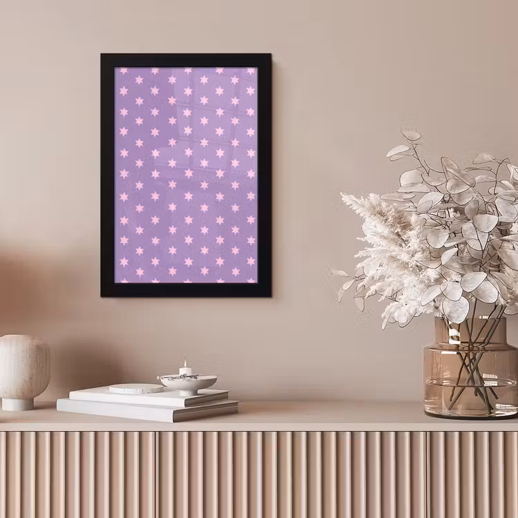 Poster met lijst - Paars - Roze - Sterren - Geometrisch - Patroon — 5