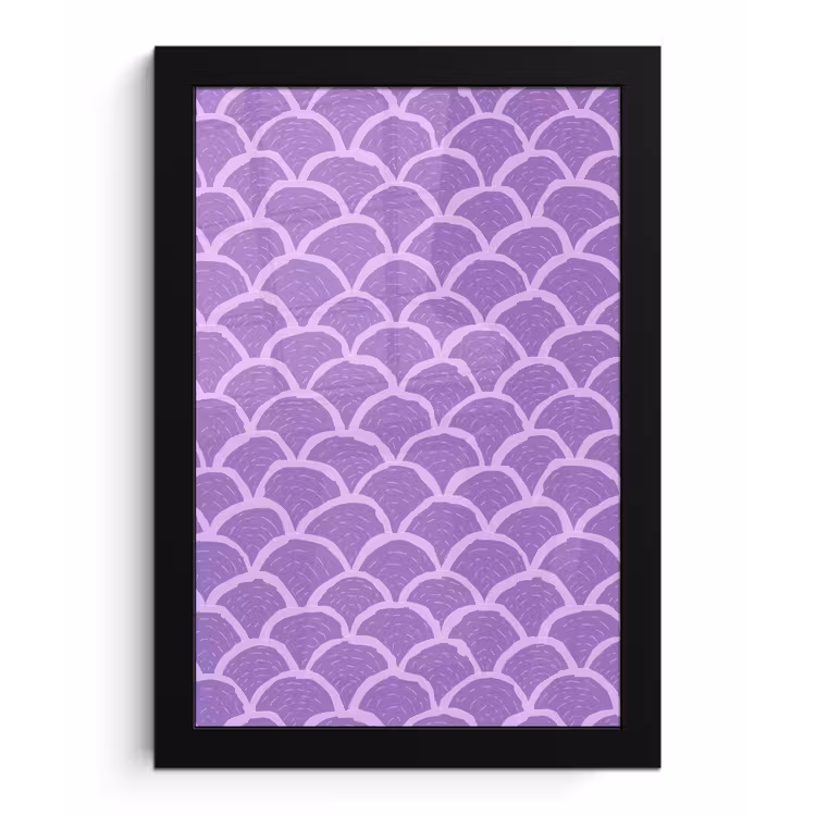 Poster met lijst - Paars - Schubber - Schelpen - Handgetekend - Patroon — 1