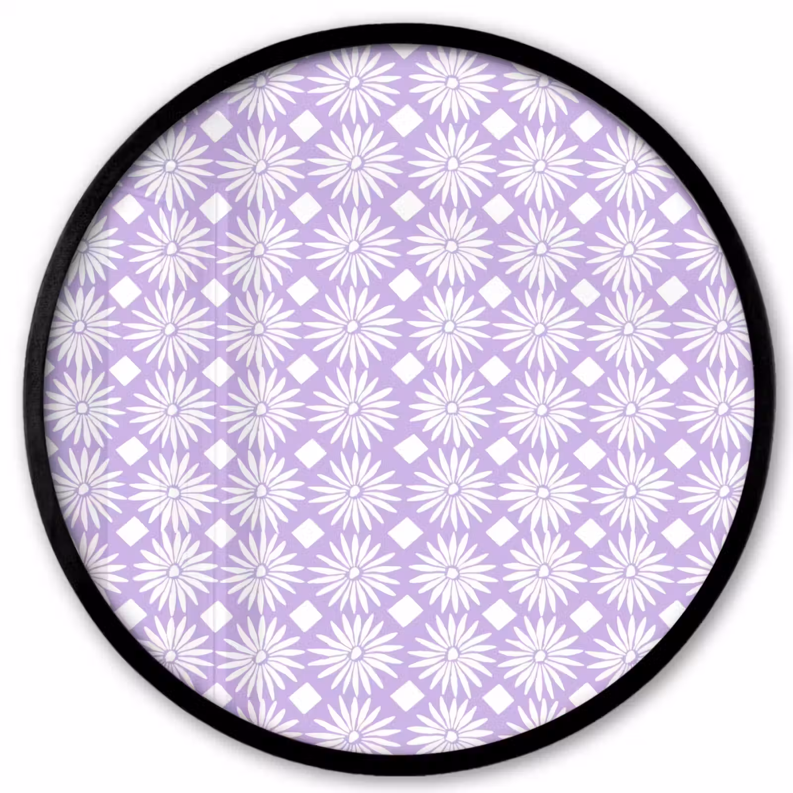Ronde fotolijst - Lila - Botanisch - Bloemen - Margrieten - Patroon — 1