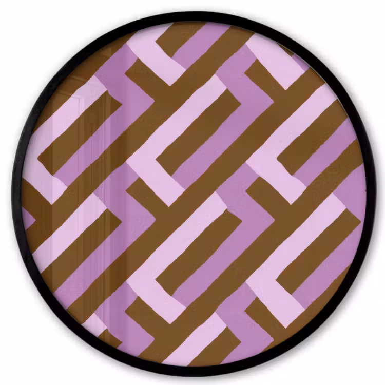 Ronde fotolijst - Bruin - Roze - Geometrisch - Meander - Patroon — 1