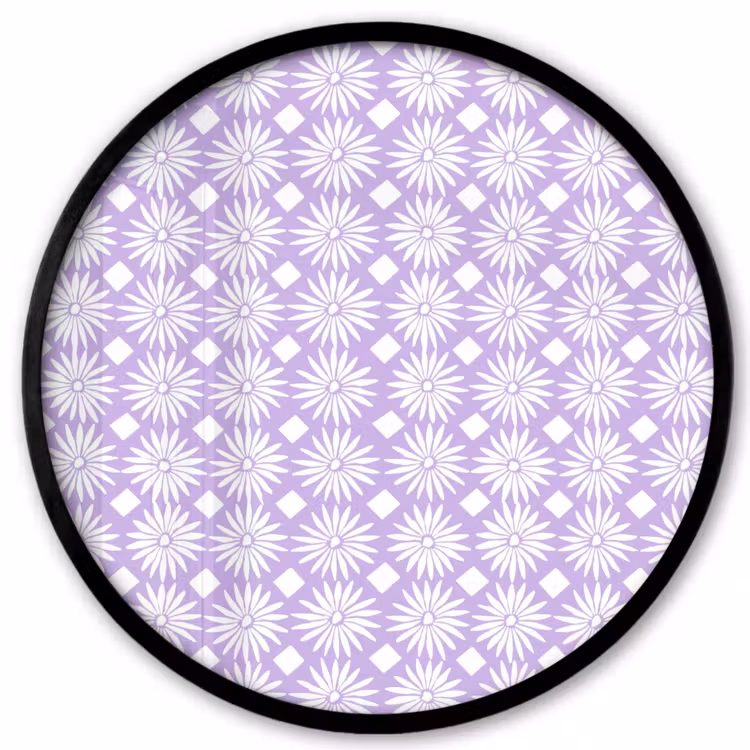 Ronde fotolijst - Lila - Botanisch - Bloemen - Margrieten - Patroon — 1