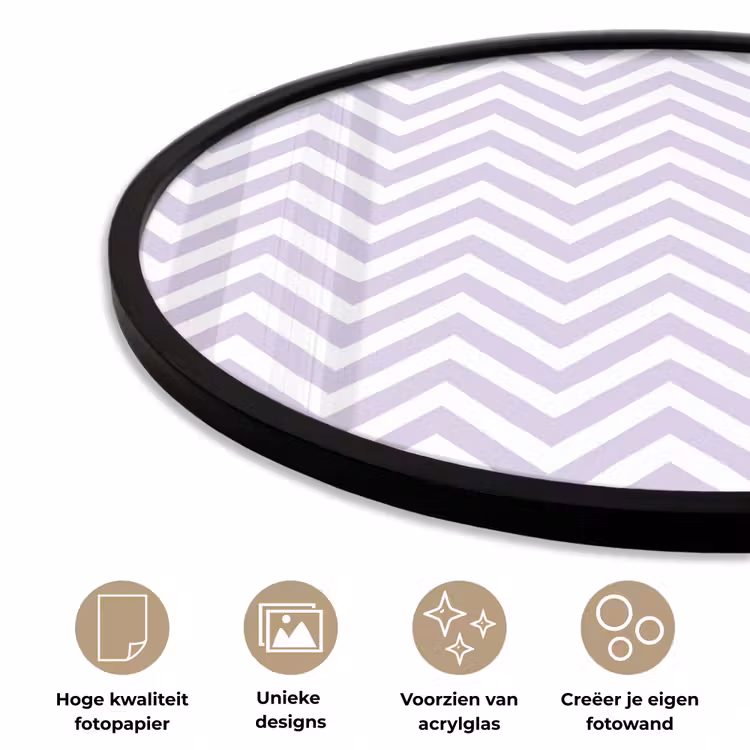 Ronde fotolijst - Lila - Geometrisch - Chevron - Zigzag - Patroon — 2