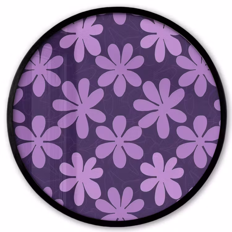 Ronde fotolijst - Paars - Botanisch - Bloemen - Retro - Patroon — 1