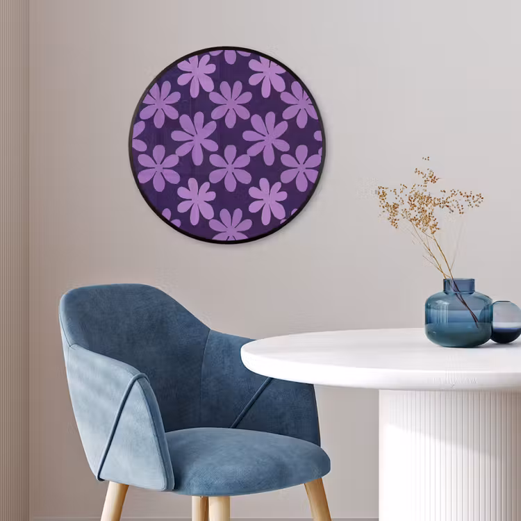 Ronde fotolijst - Paars - Botanisch - Bloemen - Retro - Patroon — 4