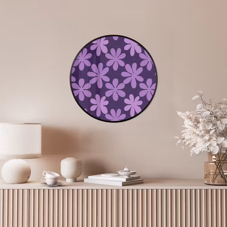Ronde fotolijst - Paars - Botanisch - Bloemen - Retro - Patroon — 5