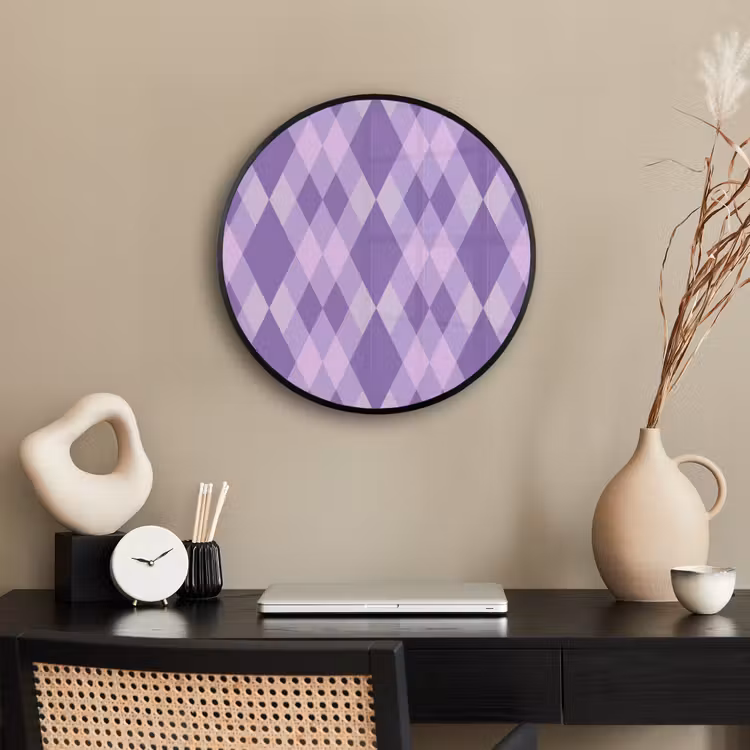 Ronde fotolijst - Paars - Geometrisch - Ruiten - Argyle - Patroon — 3