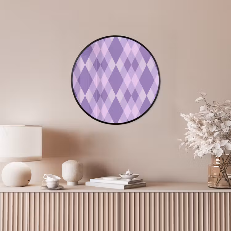 Ronde fotolijst - Paars - Geometrisch - Ruiten - Argyle - Patroon — 5