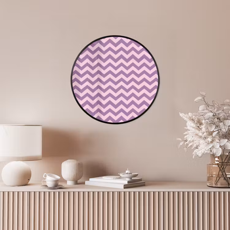 Ronde fotolijst - Paars - Roze - Geometrisch - Chevron - Zigzag - Patroon — 5