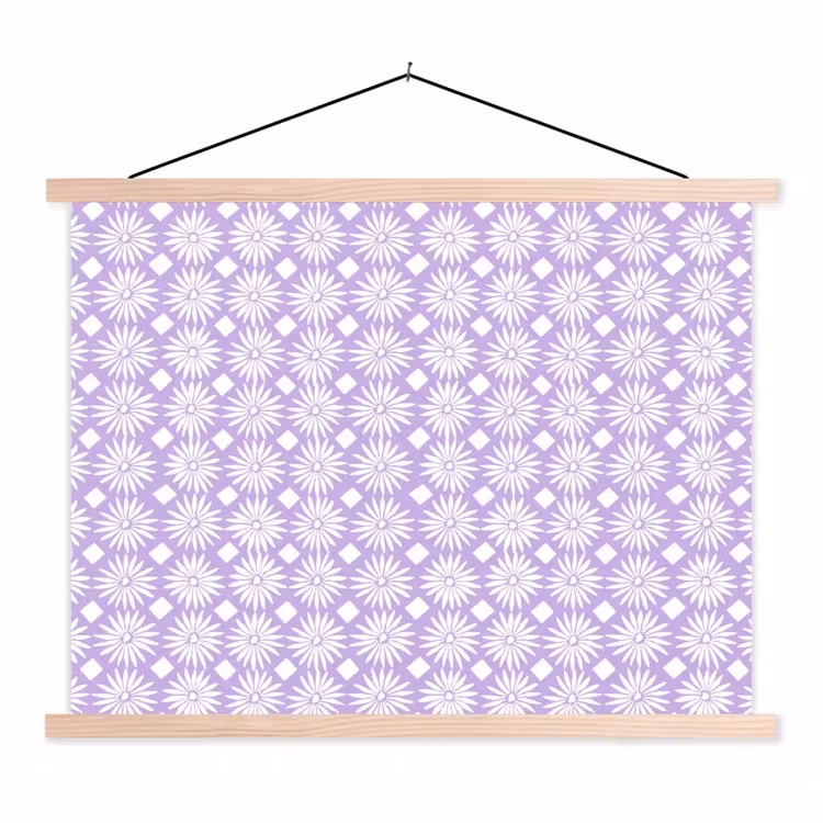 Schoolplaat - Lila - Botanisch - Bloemen - Margrieten - Patroon — 1