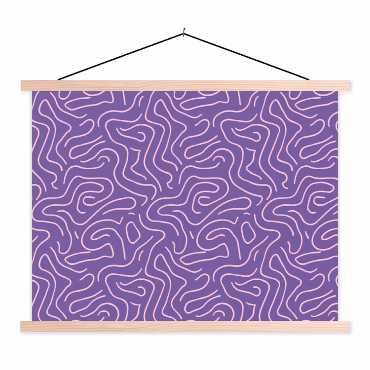 Schoolplaat - Paars - Roze - Abstract - Lijnen - Doolhof - Patroon — 1