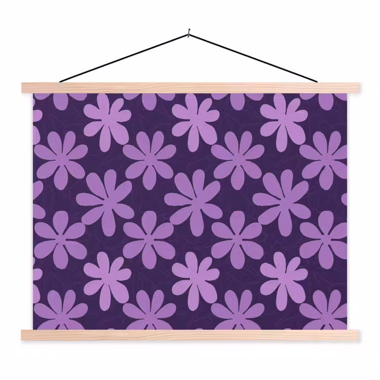 Schoolplaat - Paars - Botanisch - Bloemen - Retro - Patroon — 1