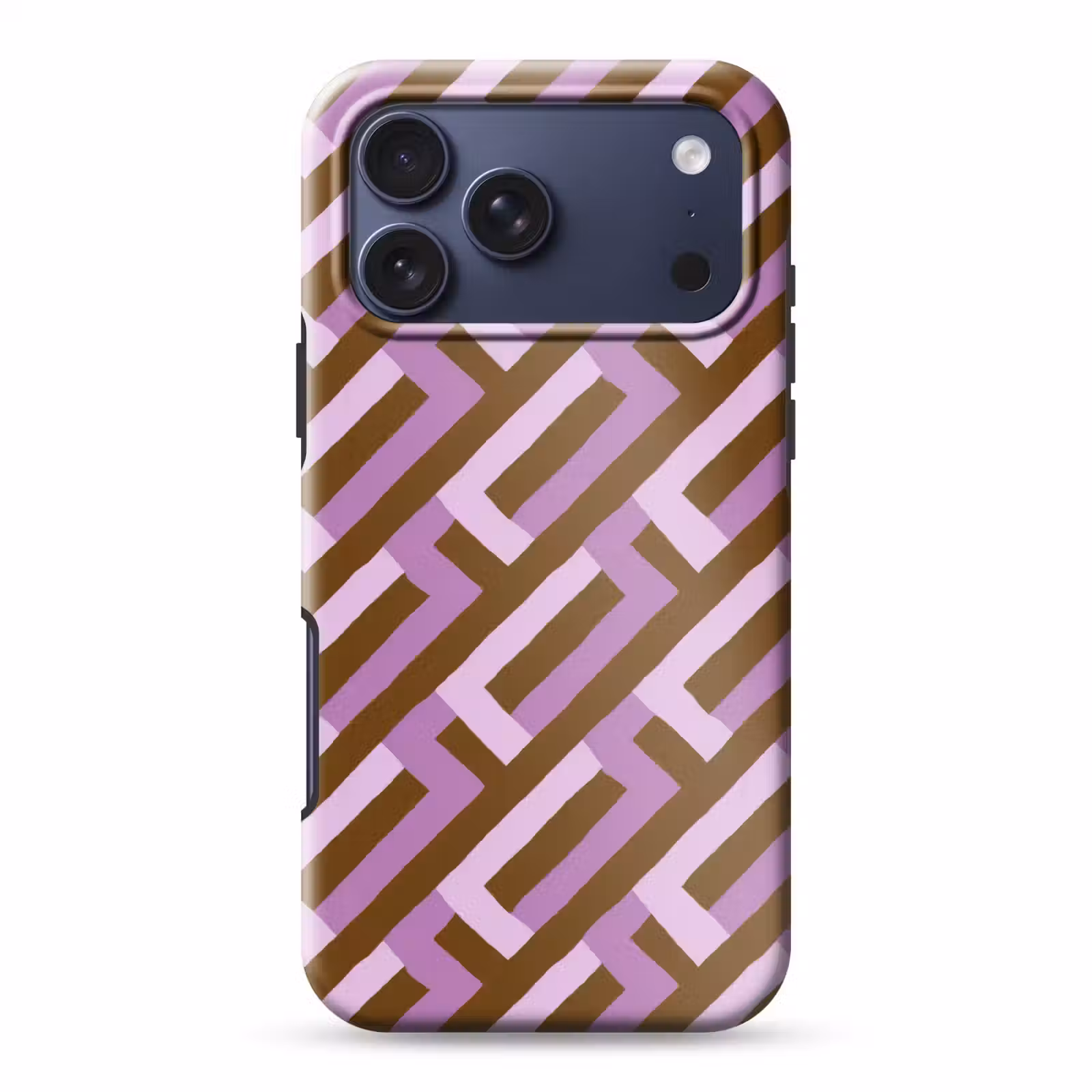 Telefoonhoesje Toughcase - Bruin - Roze - Geometrisch - Meander - Patroon — 1