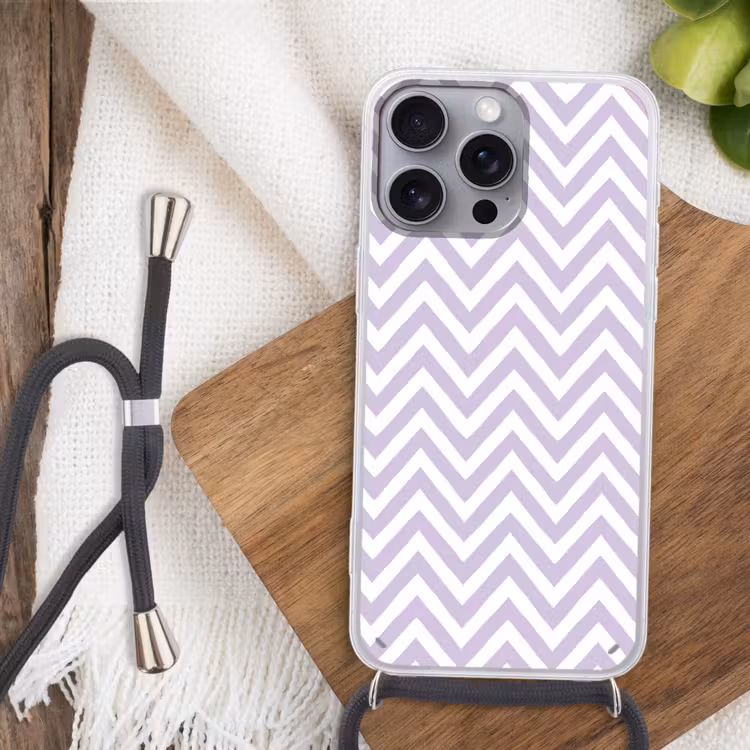 Telefoonhoesje met koord - Lila - Geometrisch - Chevron - Zigzag - Patroon — 3