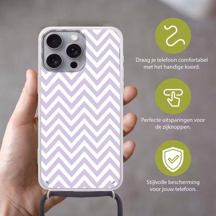 Telefoonhoesje met koord - Lila - Geometrisch - Chevron - Zigzag - Patroon — 4