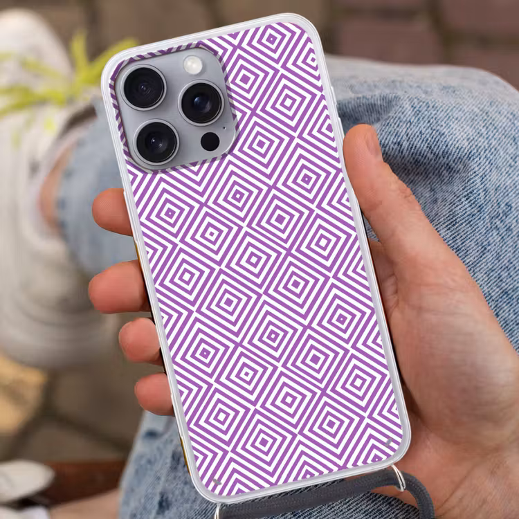 Telefoonhoesje met koord - Paars - Geometrisch - Ruiten - Concentrisch - Patroon — 2