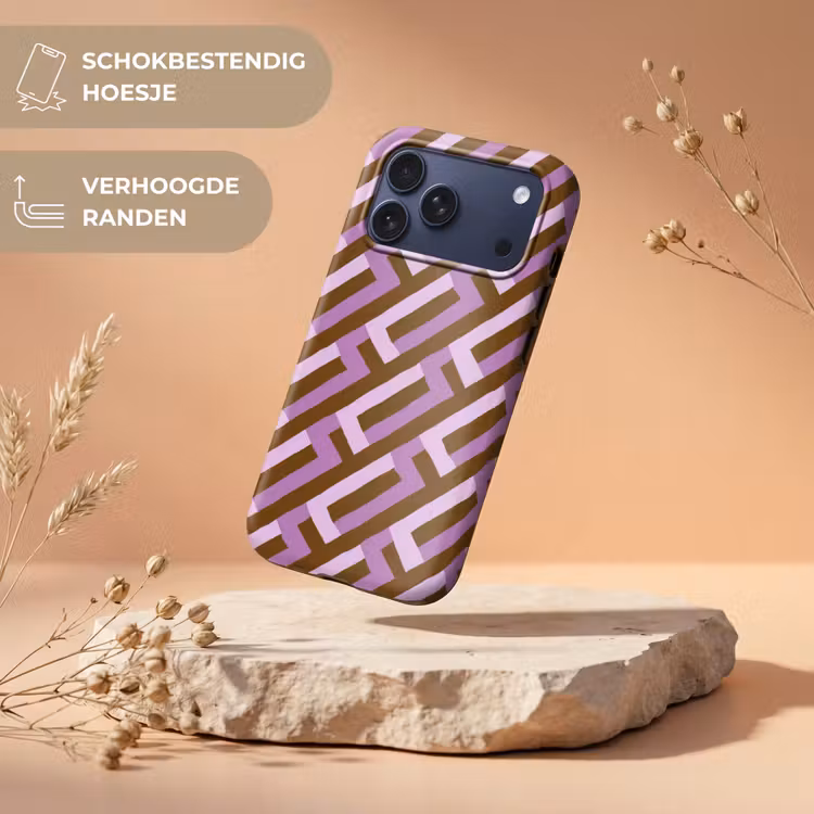 Telefoonhoesje Toughcase - Bruin - Roze - Geometrisch - Meander - Patroon — 5