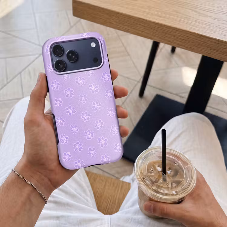 Telefoonhoesje Toughcase - Lila - Botanisch - Bloemen - Handgetekend - Patroon — 4