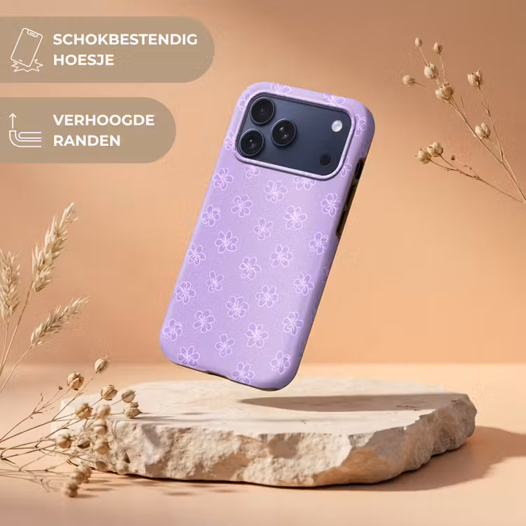 Telefoonhoesje Toughcase - Lila - Botanisch - Bloemen - Handgetekend - Patroon — 5