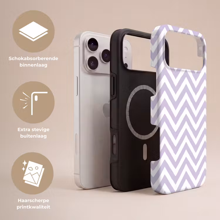 Telefoonhoesje Toughcase - Lila - Geometrisch - Chevron - Zigzag - Patroon — 3