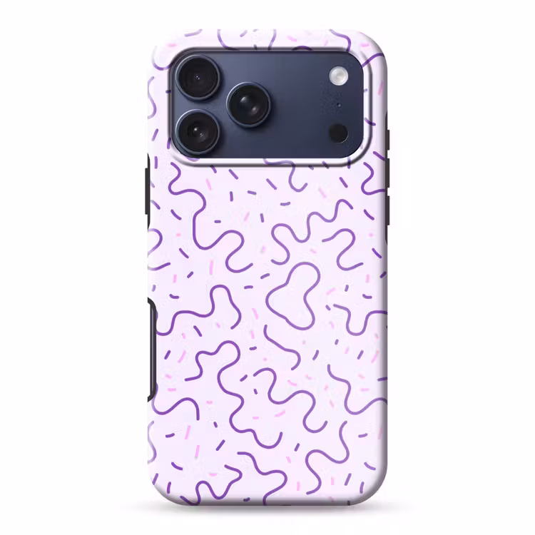 Telefoonhoesje Toughcase - Paars - Abstract - Memphis - Retro - Spikkels - Patroon — 1