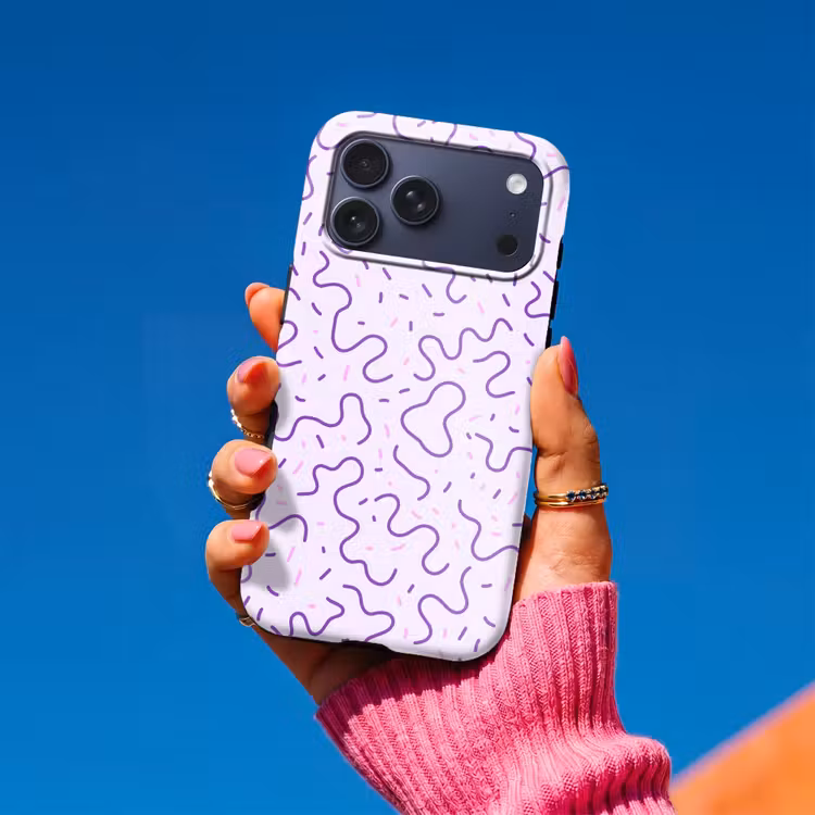 Telefoonhoesje Toughcase - Paars - Abstract - Memphis - Retro - Spikkels - Patroon — 2