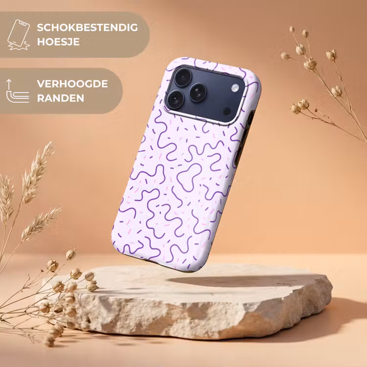 Telefoonhoesje Toughcase - Paars - Abstract - Memphis - Retro - Spikkels - Patroon — 5