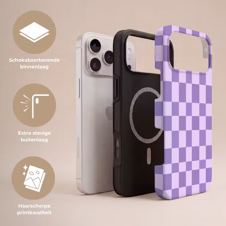 Telefoonhoesje Toughcase - Paars - Geometrisch - Dambord - Blokken - Patroon — 3