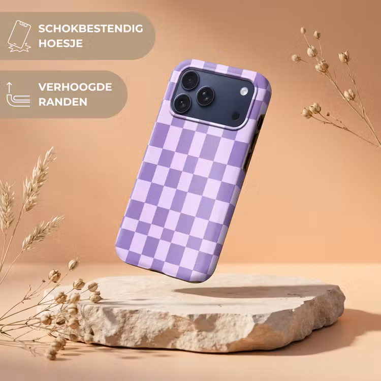 Telefoonhoesje Toughcase - Paars - Geometrisch - Dambord - Blokken - Patroon — 5
