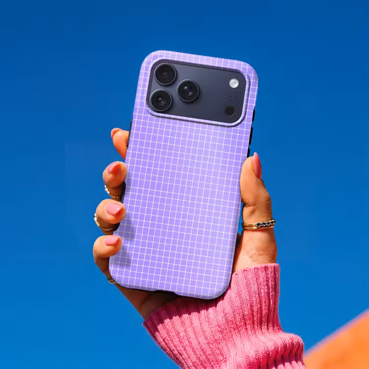 Telefoonhoesje Toughcase - Paars - Geometrisch - Raster - Minimalistisch - Patroon — 2