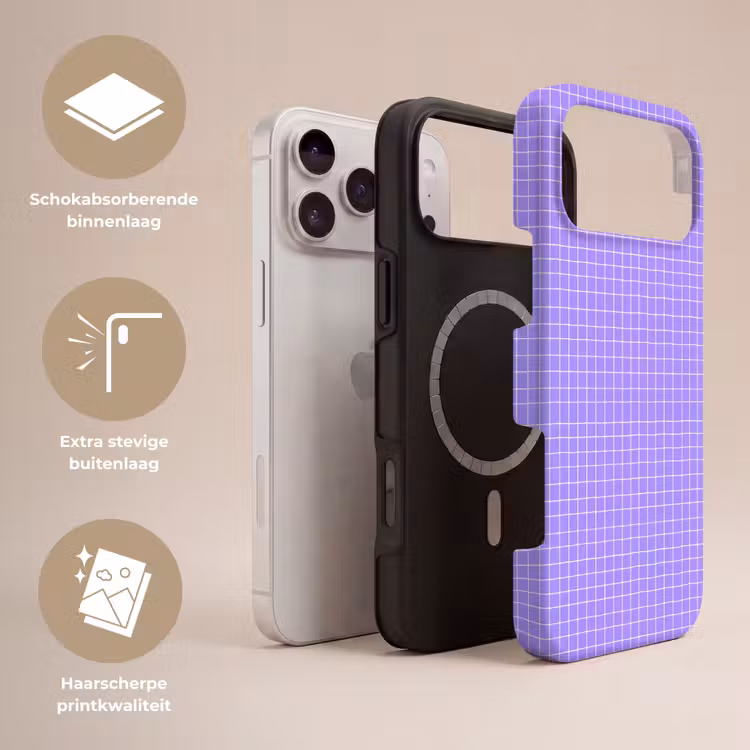 Telefoonhoesje Toughcase - Paars - Geometrisch - Raster - Minimalistisch - Patroon — 3