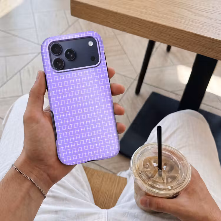 Telefoonhoesje Toughcase - Paars - Geometrisch - Raster - Minimalistisch - Patroon — 4