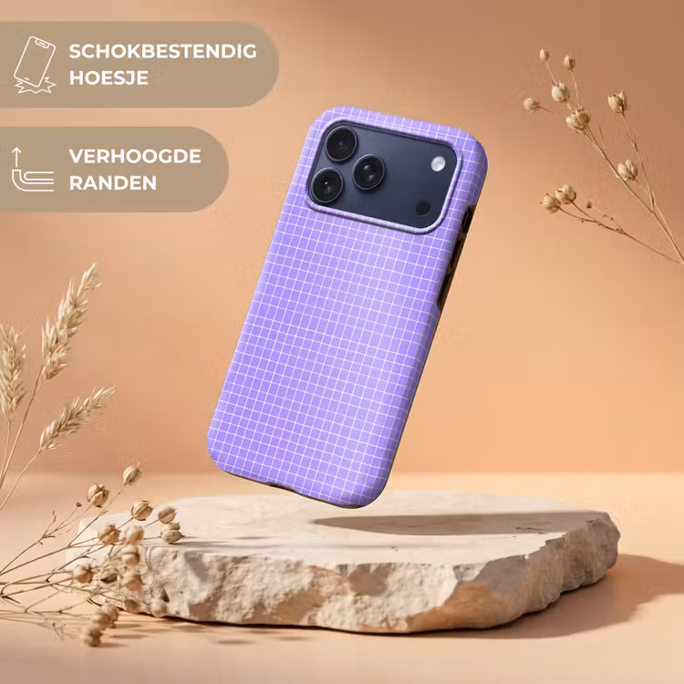 Telefoonhoesje Toughcase - Paars - Geometrisch - Raster - Minimalistisch - Patroon — 5