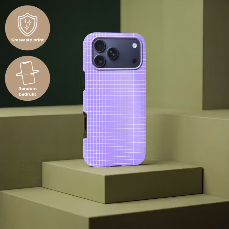 Telefoonhoesje Toughcase - Paars - Geometrisch - Raster - Minimalistisch - Patroon — 7