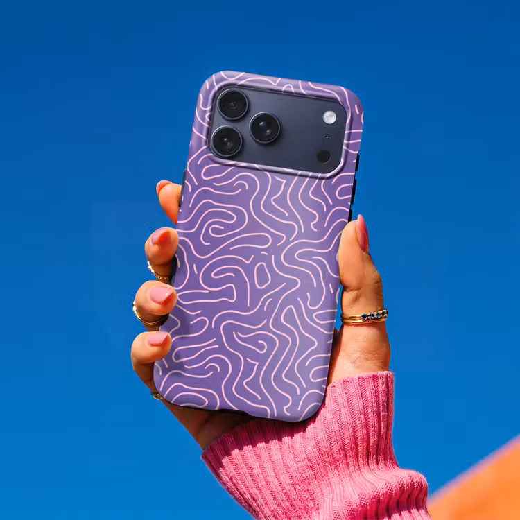 Telefoonhoesje Toughcase - Paars - Roze - Abstract - Lijnen - Doolhof - Patroon — 2