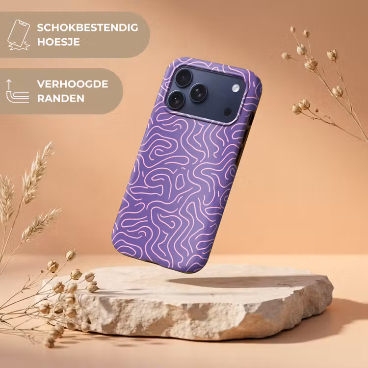 Telefoonhoesje Toughcase - Paars - Roze - Abstract - Lijnen - Doolhof - Patroon — 5